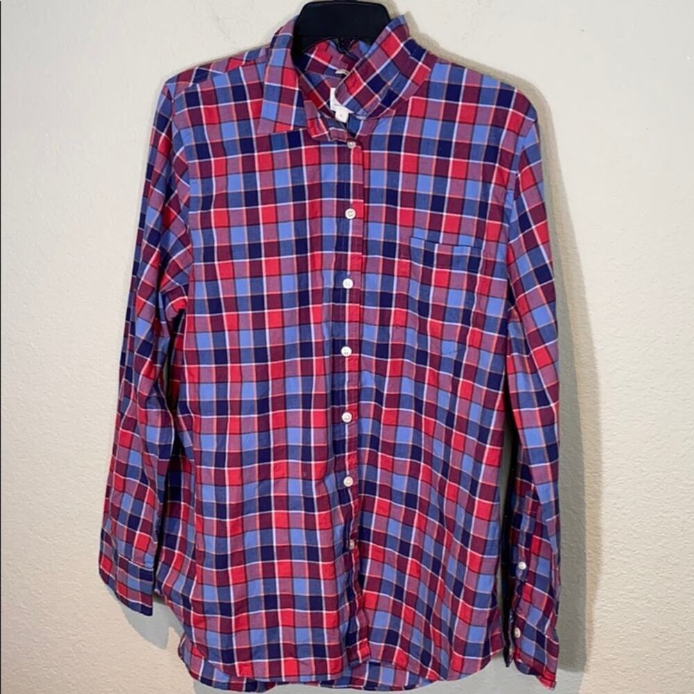J Crew Factory Plaid Long Sleeve Boy Fit Shirt - Picture 2 of 13
